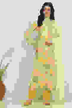 Yellow Cotton Printed Unstitched Suit Set image number 7