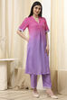 Lilac and Pink Printed Straight Co-ord Set image number 4
