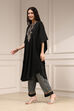 Black Modal Solid Kaftan Fusion Kurta Set image number 1