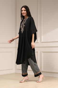 Black Modal Solid Kaftan Fusion Kurta Set image number 1
