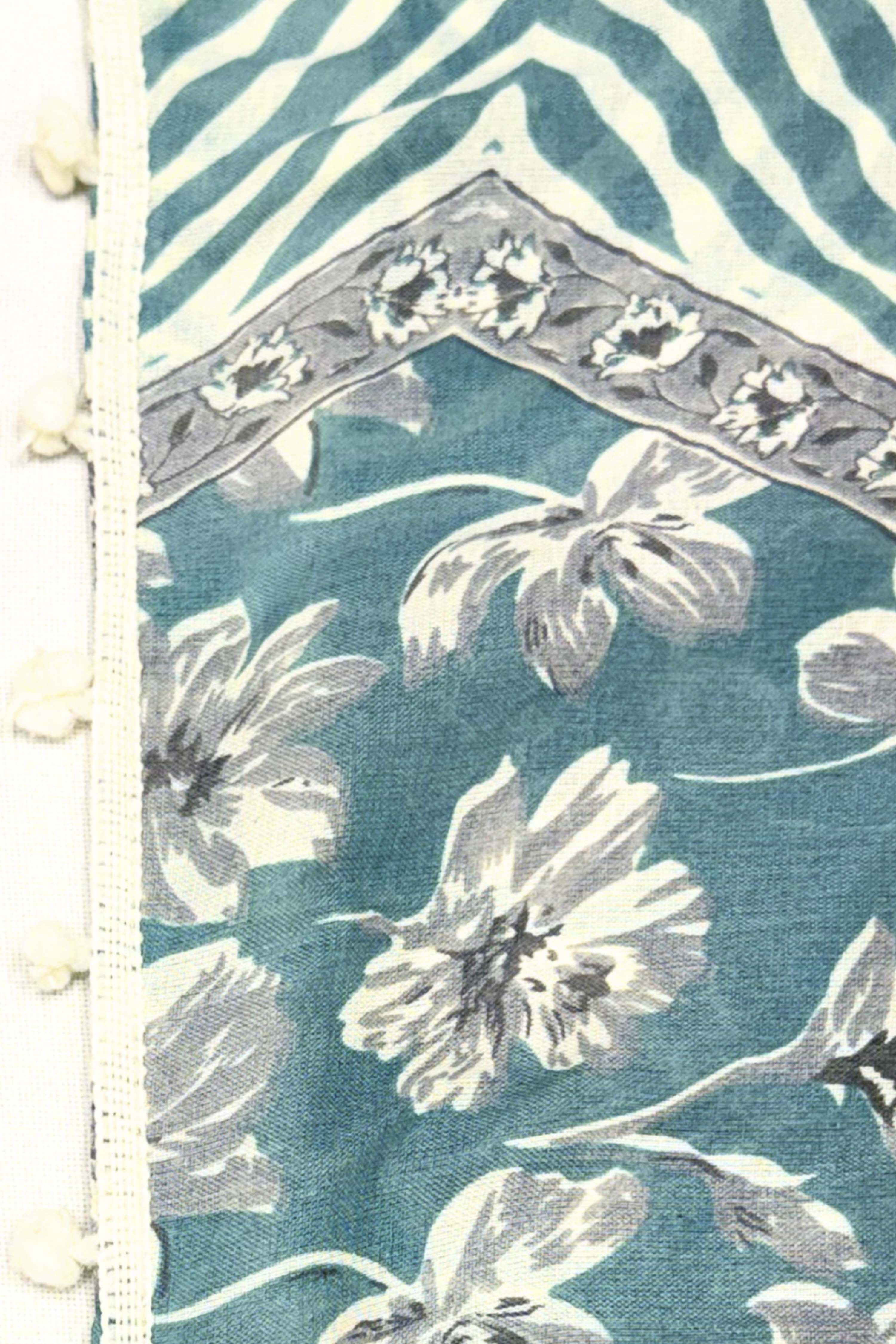 Teal Cotton Printed Unstitched Suit Set image number 3