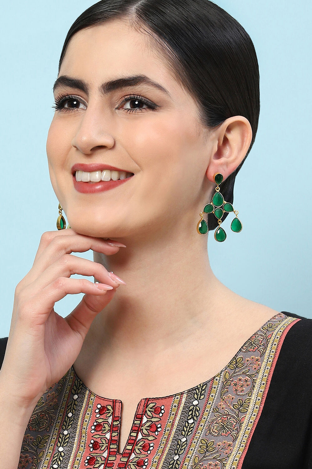 Green Brass Earrings image number 3