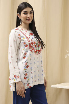 White Viscose Rayon Straight Kurti image number 3