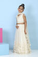 Neutral Butterfly Net Embroidered Regular Lehenga Set image number 3