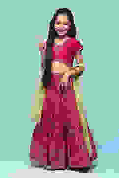 Fuchsia Polyester Short Kurta Printed Suit Set image number 5