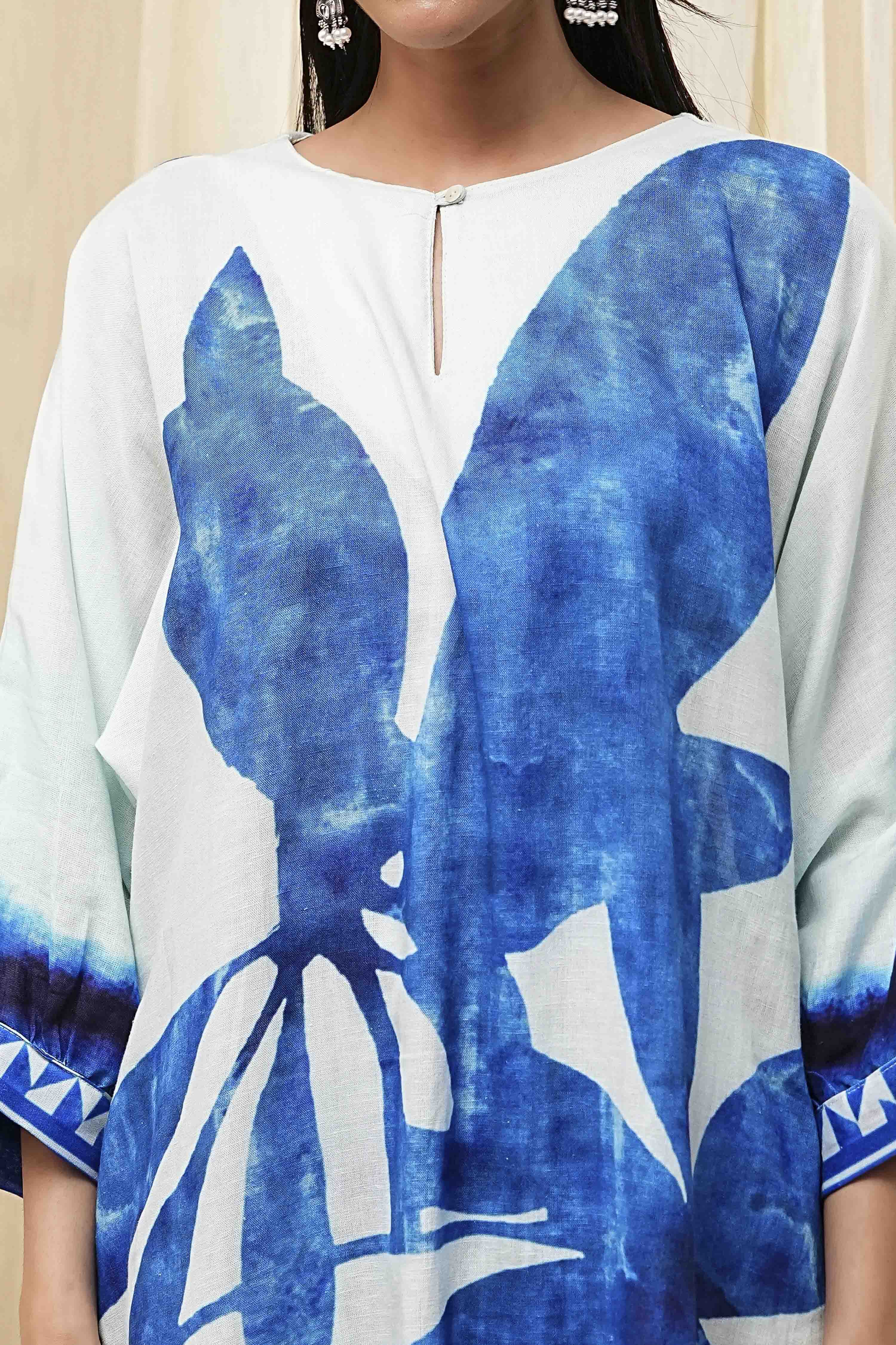 Indigo Blue and White Straight Co-ord Set image number 1