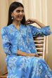 Blue Floral Printed Straight Kurta image number 1