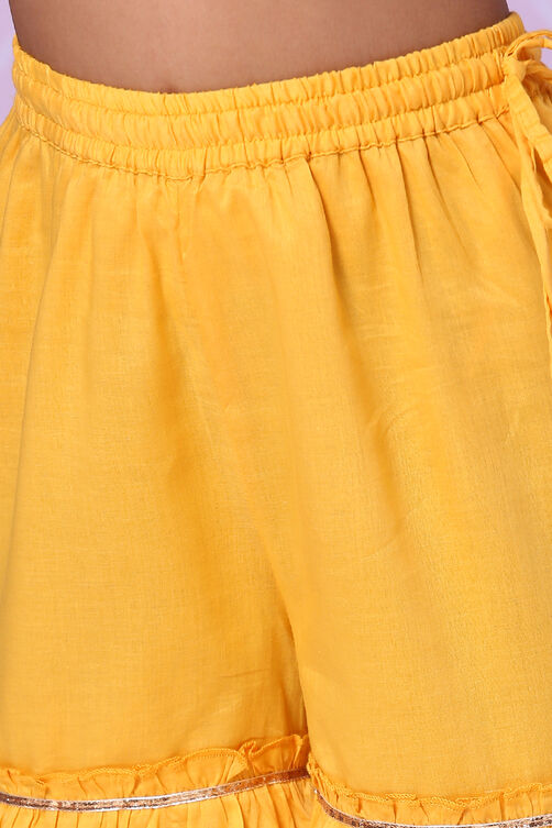 Yellow Cotton Straight Kurta Sharara Suit Set image number 3