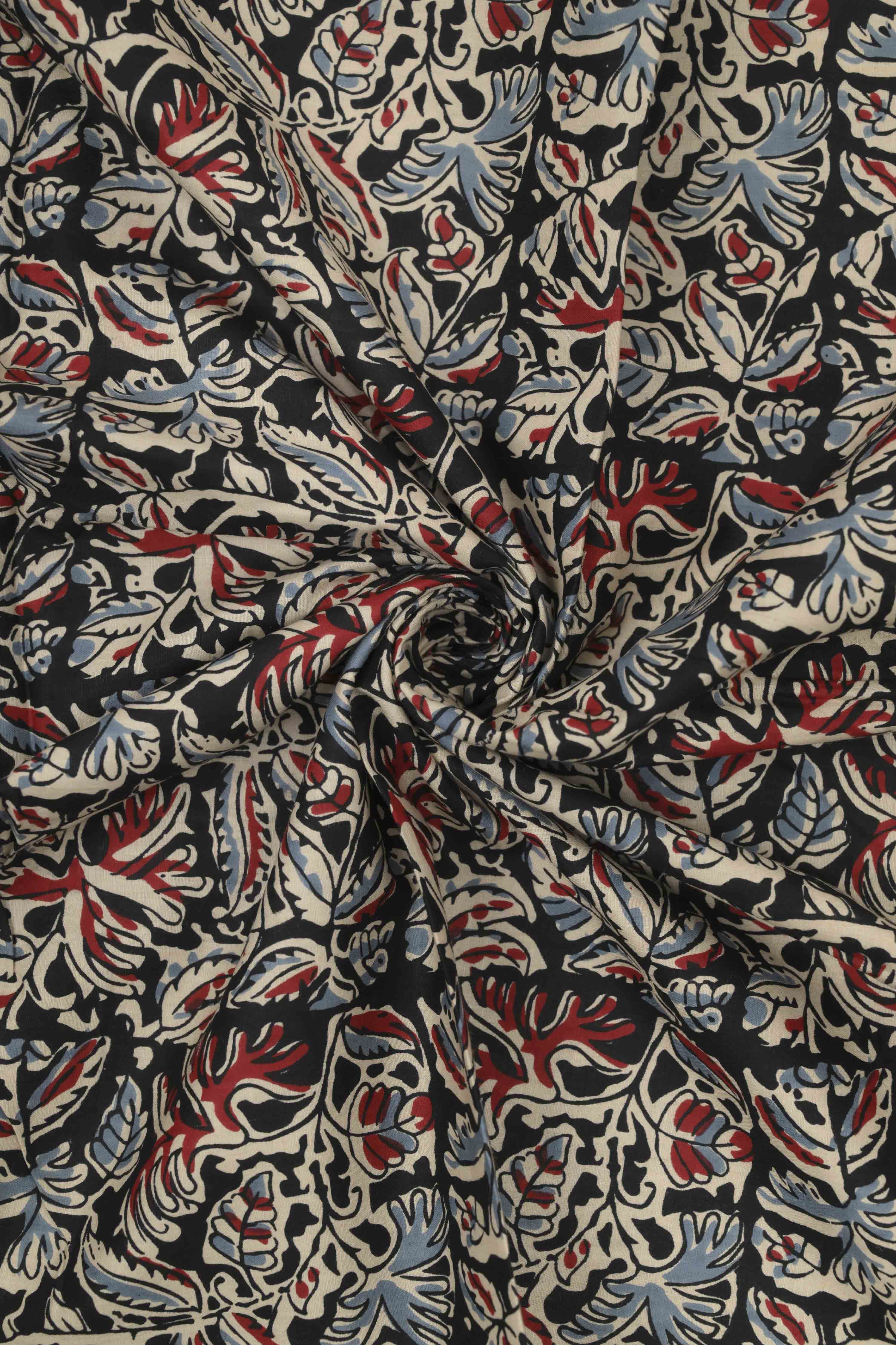 Black Cotton Printed Unstitched Suit Set image number 2