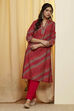 Red Poly Viscose Straight Kurta