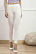 Off White Cotton Lycra Leggings image number 4