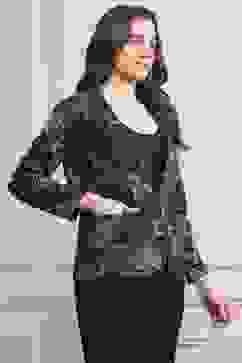 Navy Rayon Straight Printed Jacket image number 4