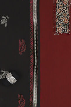 Red Cotton Hand Block Print Unstitched Suit Set image number 1