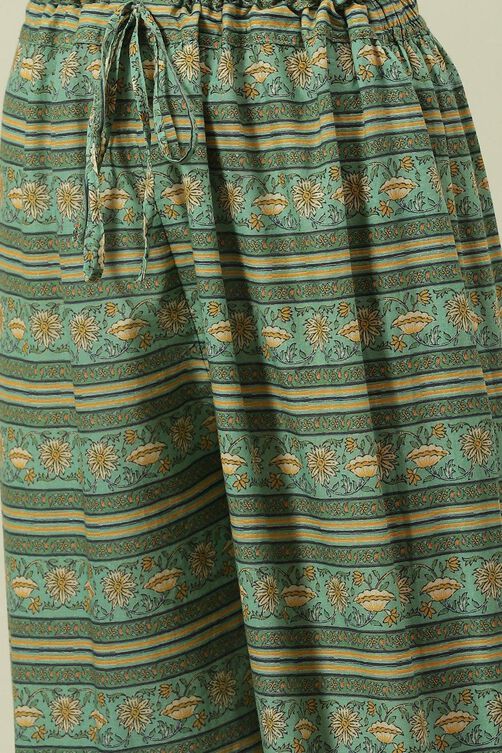 Sage Green Cotton Straight Kurta Palazzo Suit Set image number 2