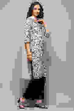 Beige Polyester Straight Printed Suit Set image number 6