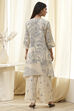 Off-White Cotton Straight Printed Kurta Set image number 4