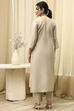 Beige Chanderi Embroidered Unstitched Suit Set image number 5