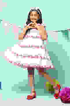 White Cotton Tiered Dress image number 0