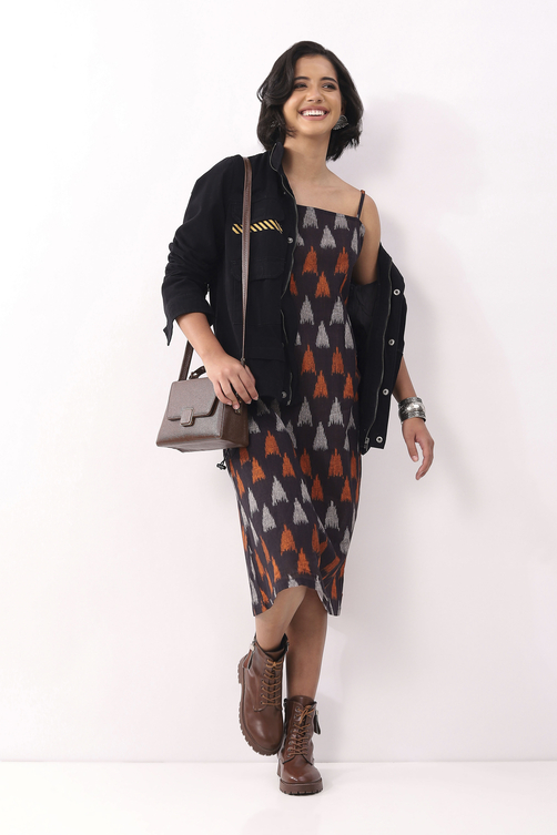 cotton midi dress online india Shop Burnt Orange Cotton Gathered Midi Dress With Contr After Six Wear in India