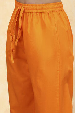 Orange Cotton Straight Printed Suit Set image number 2