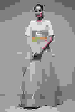 Beige Nylon Lehenga Set image number 1