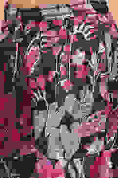 Blue Poly Chinnon Floral Printed Gathered Suit Set image number 2