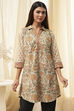Honey Beige Cotton Floral Short Straight Kurta image number 5