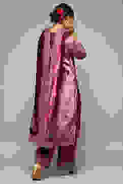 Onion Pink Viscose Straight Kurta Palazzo Suit Set image number 5