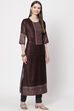 Multicolour Velvet Unstitched Suit Set image number 5