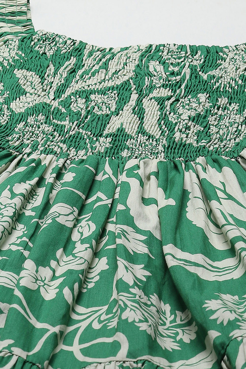 Green Cotton Tiered Dress image number 1