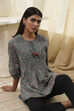 Teal Green Cotton Pleated A-Line Short Kurta image number 6