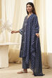 Indigo Pure Cotton Straight Suit Set image number 3