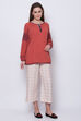Maroon Viscose Solid Kurta Palazzo Set image number 2