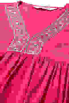 Fuchsia LIVA Gathered Kurta Palazzo Suit Set image number 1