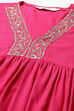 Fuchsia LIVA Gathered Kurta Palazzo Suit Set image number 1