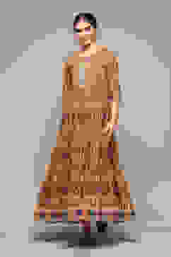 Mustard Cotton Tiered Dress image number 5