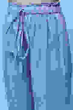 White & Blue Printed Cotton Tiered Kurta With Pants & Scarf image number 2