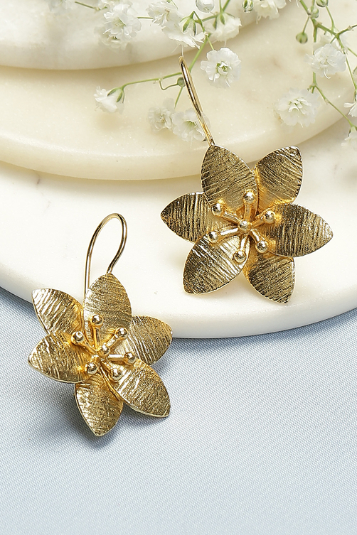 Gold Flower Studs image number 0