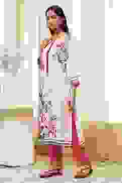 Ecru Floral Printed Straight Kurta image number 2