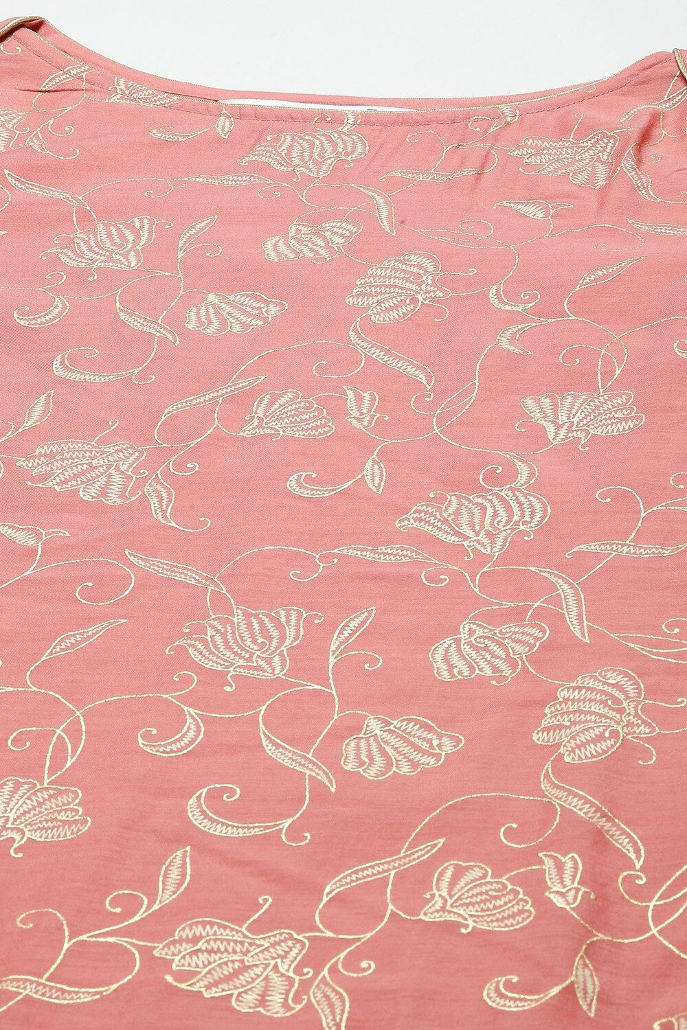 Blush Pink Cotton Blend Straight Kurta Pant Suit Set image number 1