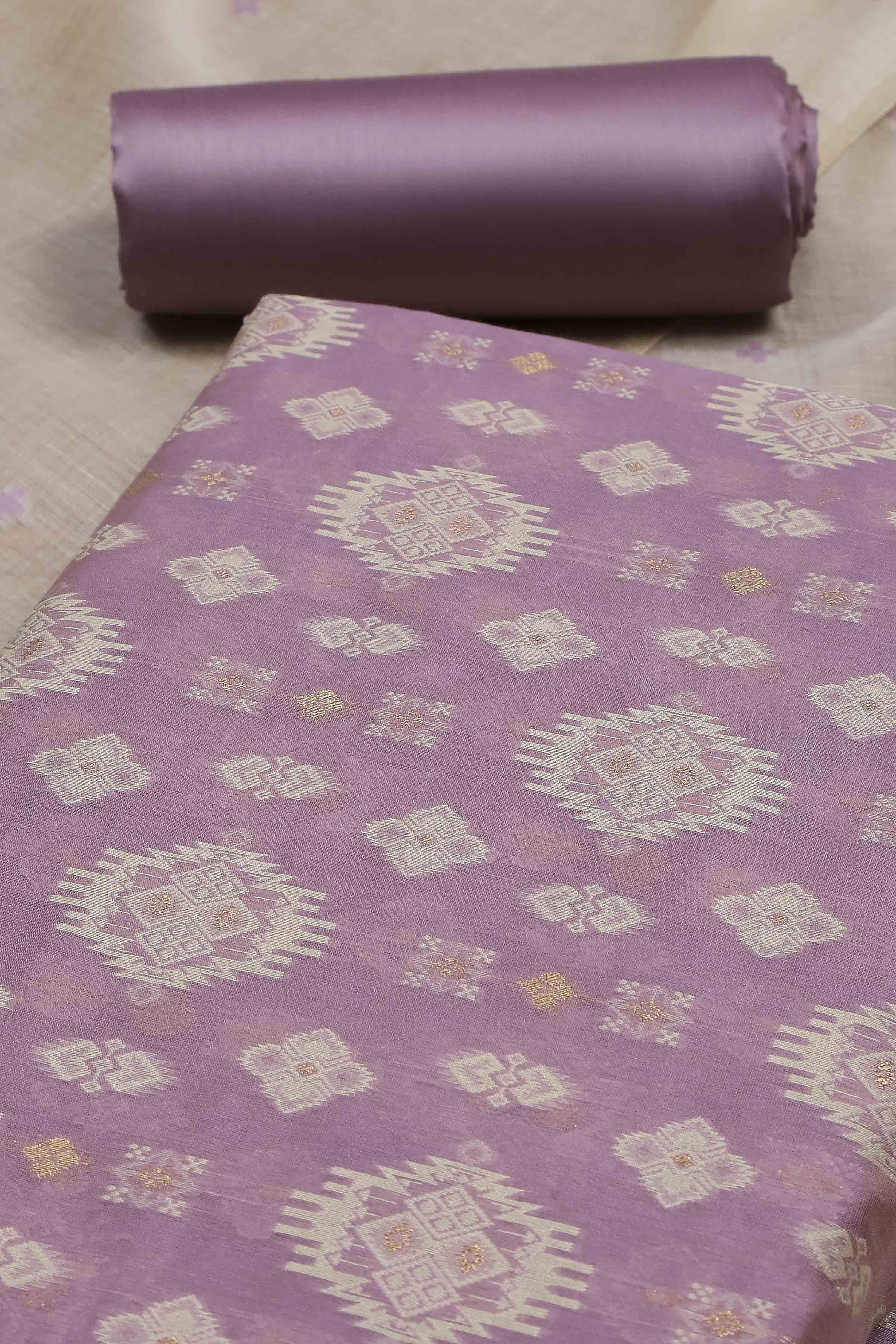 Purple Cotton Jamdani Unstitched Suit Set image number 1