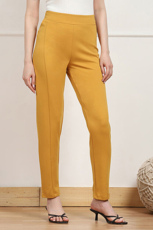 Navy Straight Poly Viscose Leggings image number 3