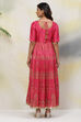 Fuchsia Anarkali Art Silk Printed Kurta image number 5