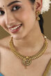 Gold Plated Brass Minimal Stone Studded Necklace Set image number 1