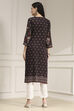 Berry Maroon Printed Straight Kurta image number 3