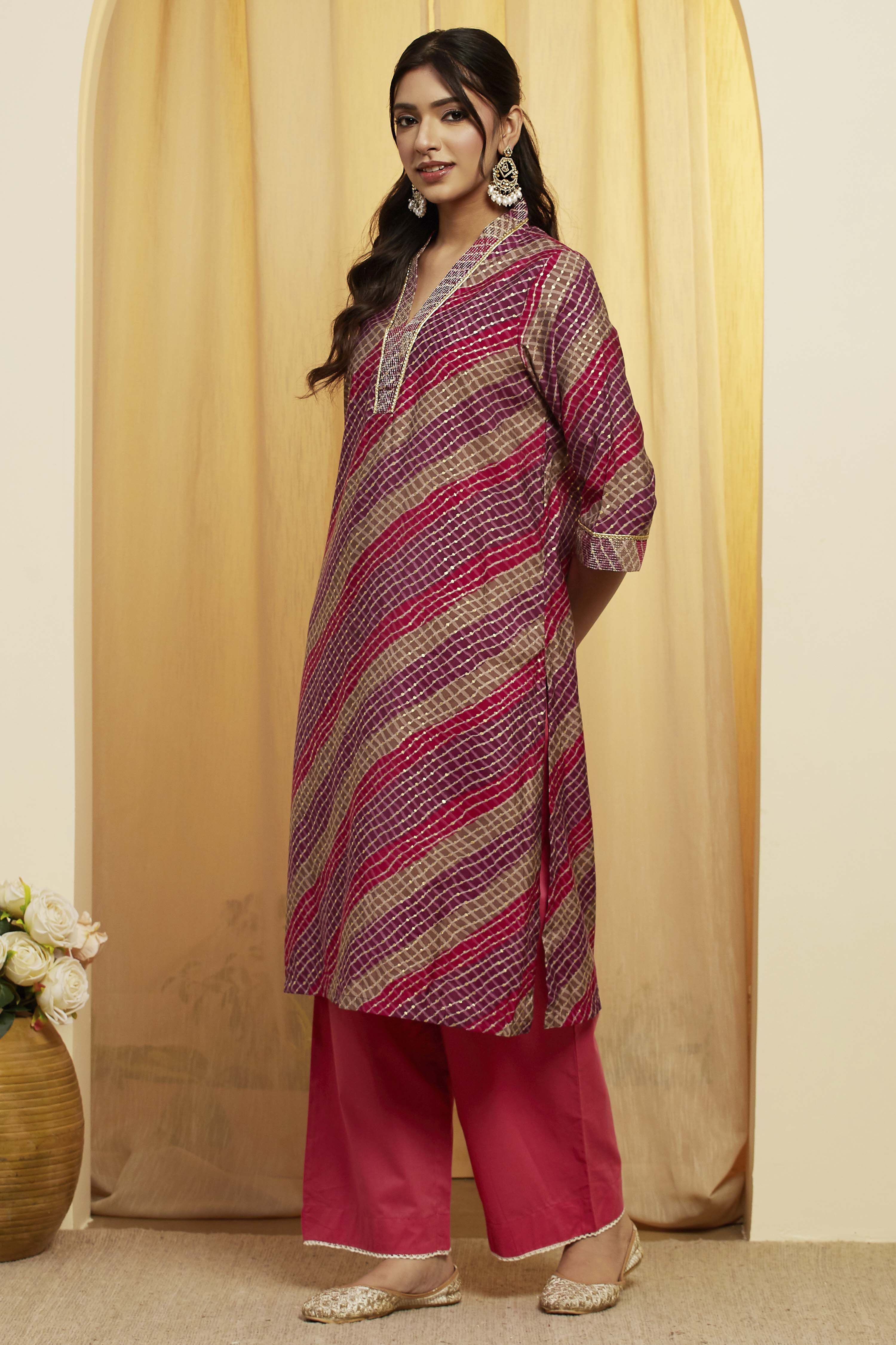 Purple Poly Viscose Straight Kurta image number 2