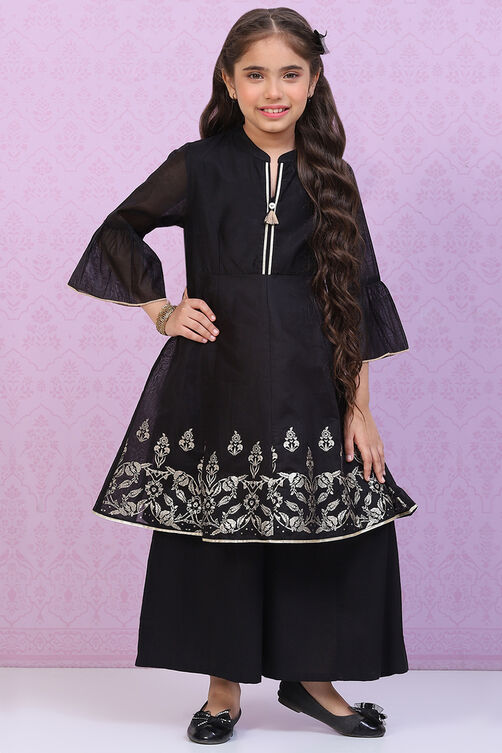 Sky Blue Art Silk Kalidar Printed Kurta Set image number 0