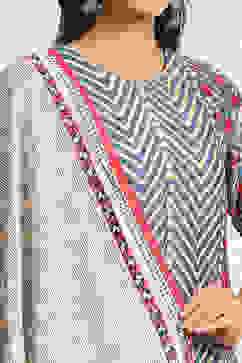 Blue Modal Geometric Printed Straight Suit Set image number 7