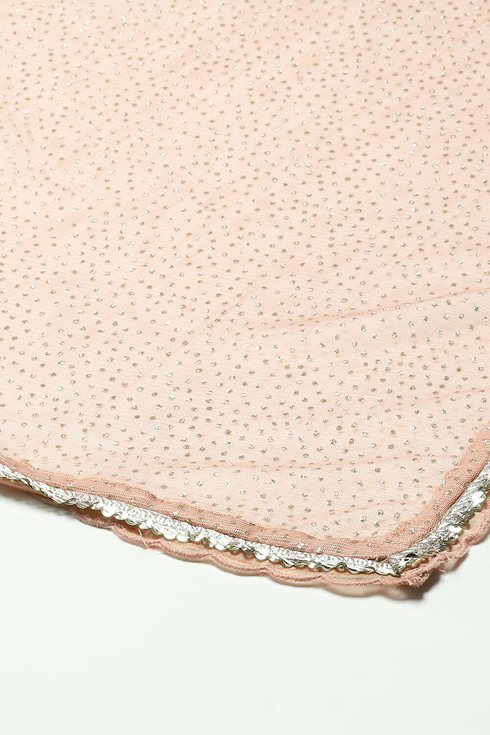  Green Cotton Tissue Anarkali With Palazzo & Net Dupatta image number 3