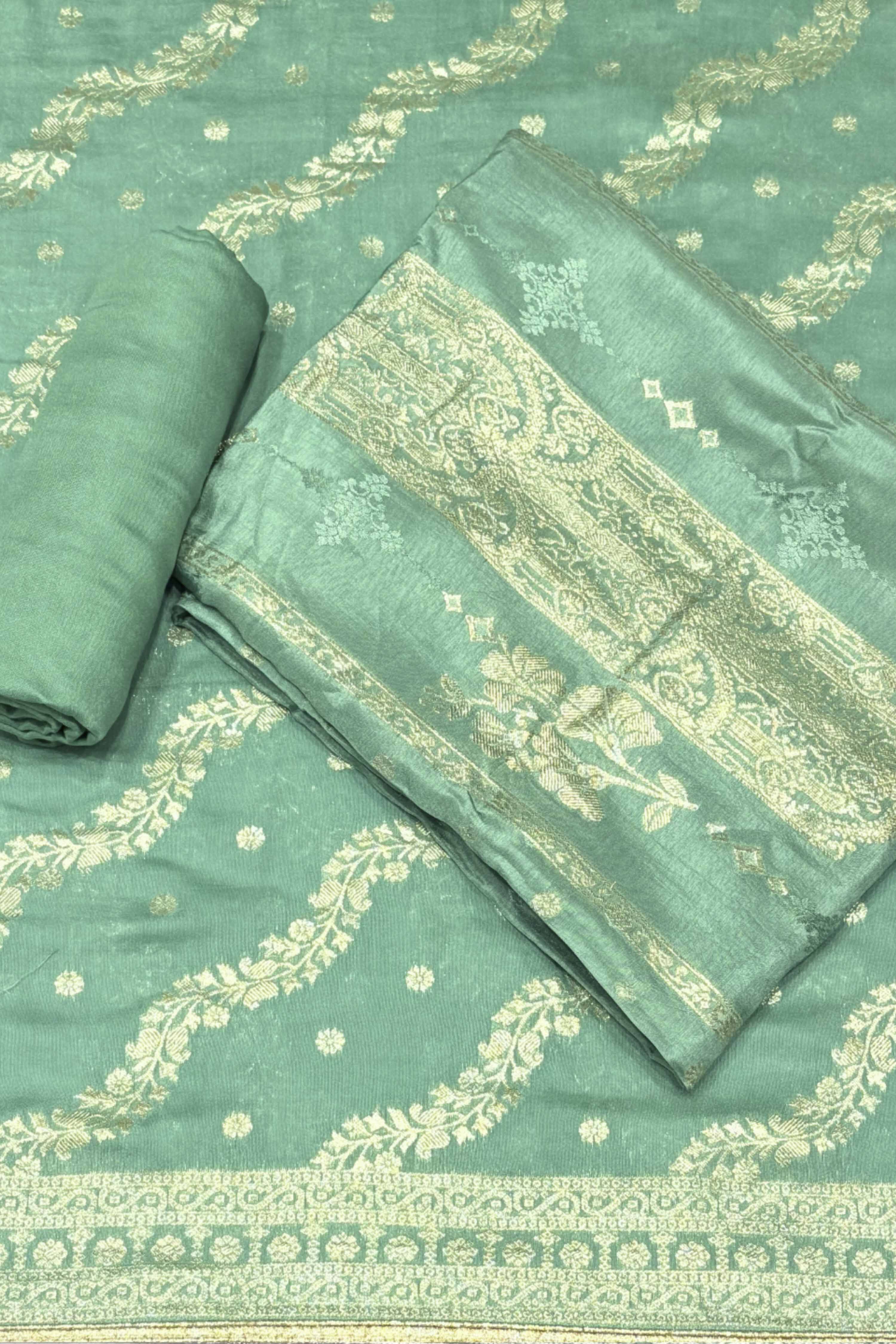 Purple Jacquard Traditional Weaving Unstitched Suit Set image number 0